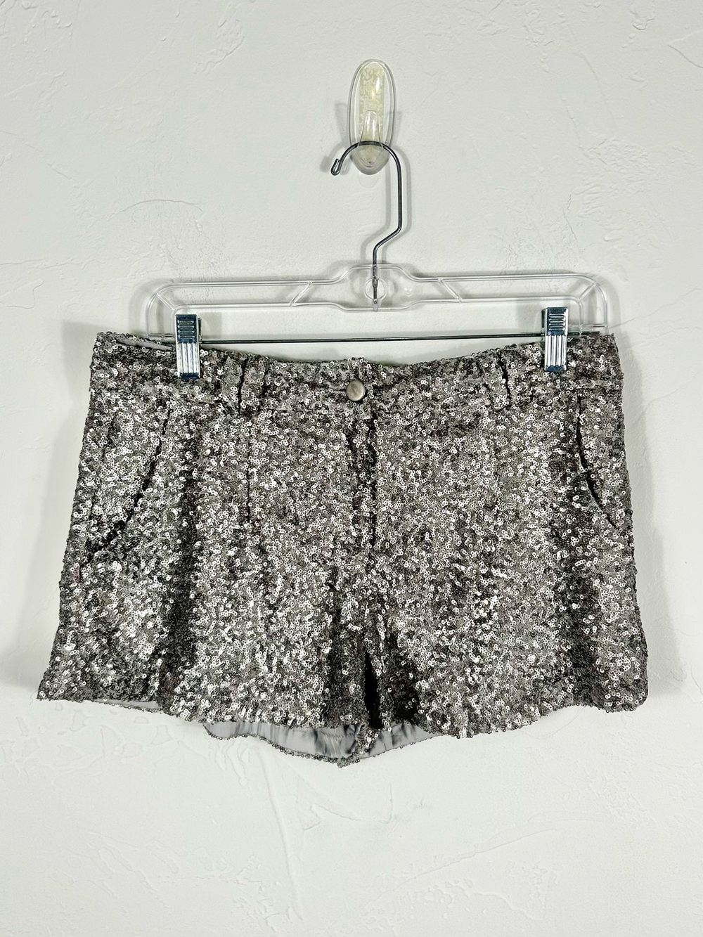 Gypsy Junkies Silver Sequin Party Shorts Size Large Holiday Festival